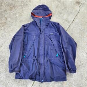 Vtg 90s PATAGONIA Colorblock Outdoors Gorp Dual Layer Zip Up Hooded Jacket Med